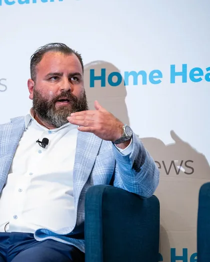 Steven F. Gonzalez speaking on the Home Health Care News FUTURE stage in Dallas
