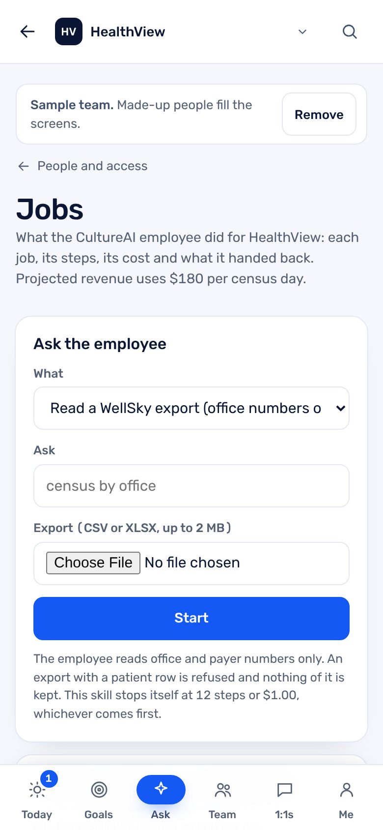 The Jobs page on a phone.