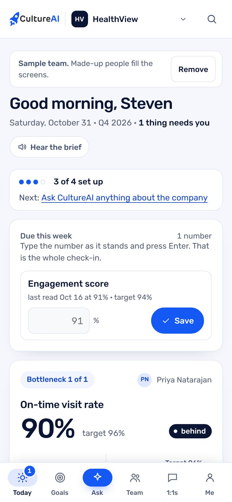 Today in the app on a phone: the same record Teams answers from.