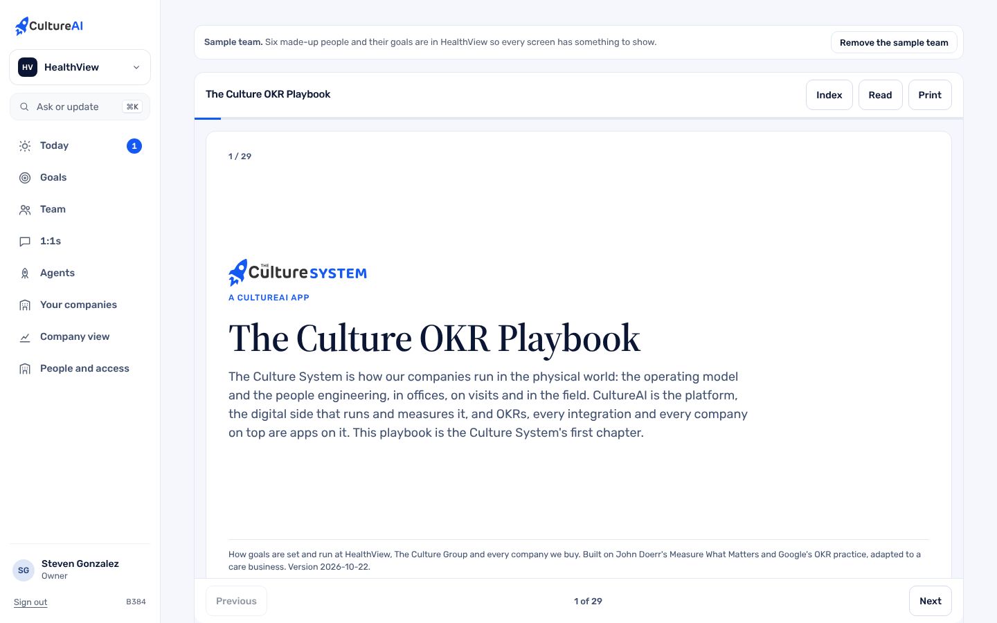 The Playbook in the app, one section at a time.